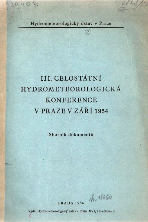 III. celostátní hydrometeorologická konference v Praze v září 1954 : sborník dokumentů