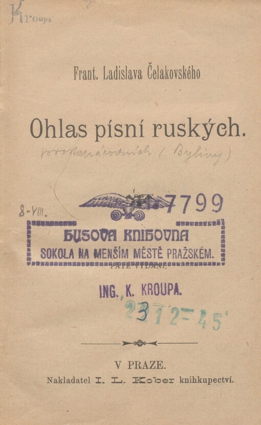 Frant. Ladislava Čelakovského Ohlas písní ruských
