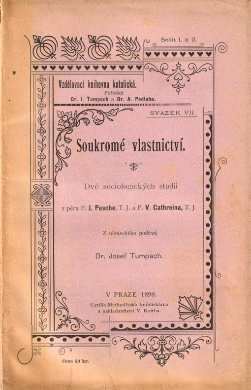 Soukromé vlastnictví : dvé sociologických studií