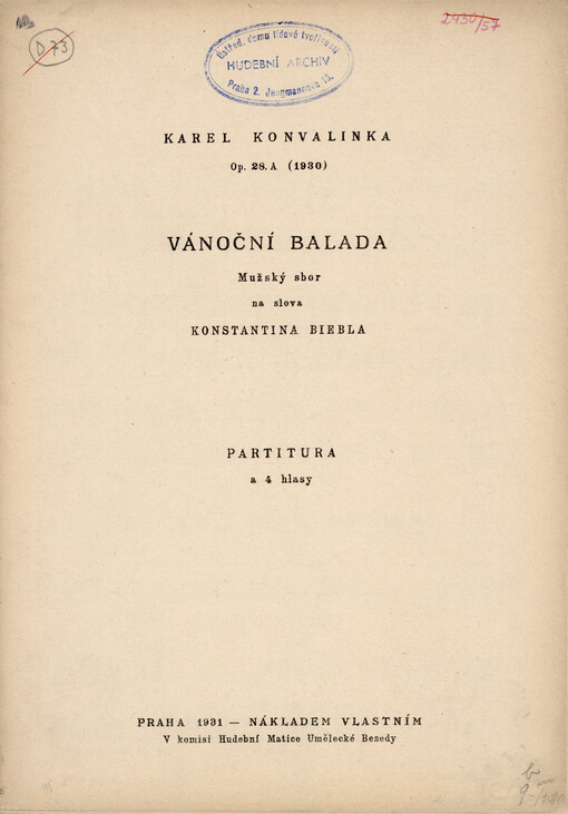 Vánoční balada : mužský sbor : Op. 28.A (1930)