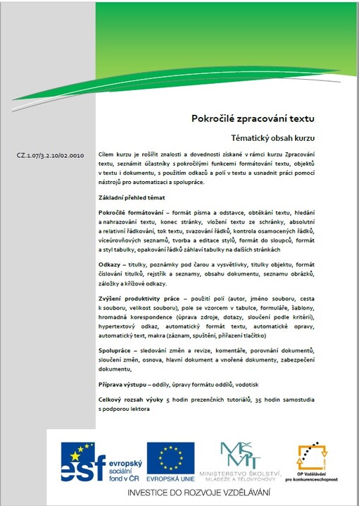 Pokročilé zpracování textu