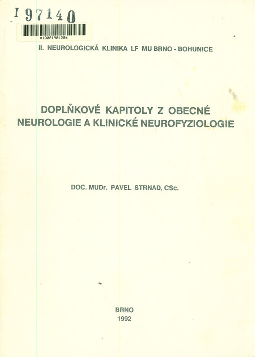 Doplňkové kapitoly z obecné neurologie a klinické neurofyziologie