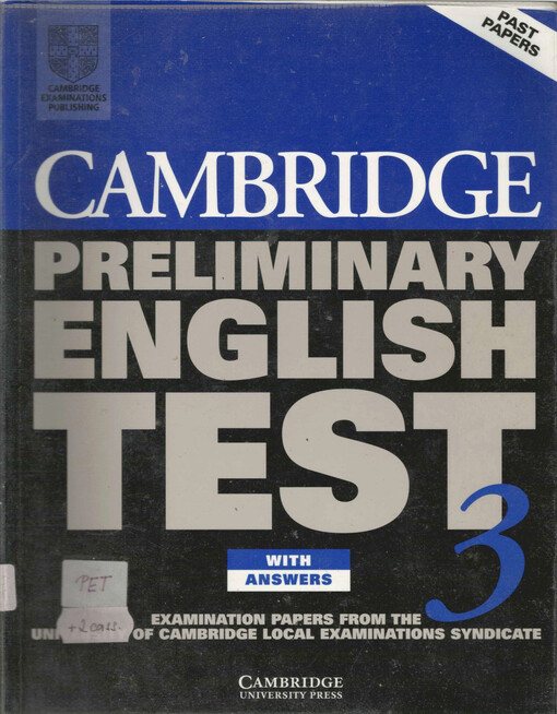 Cambridge Preliminary English Test 3. With Answers