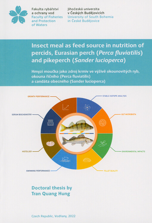 Insect meal as feed source in nutrition of percids, Eurasian perch (Perca fluviatilis) and pikeperch (Sander lucioperca) = Hmyzí moučka jako zdroj krmiv ve výživě okounovitých ryb, okouna říčního (Perca fluviatilis) a candáta obecného (Sander lucioperca) : doctoral thesis