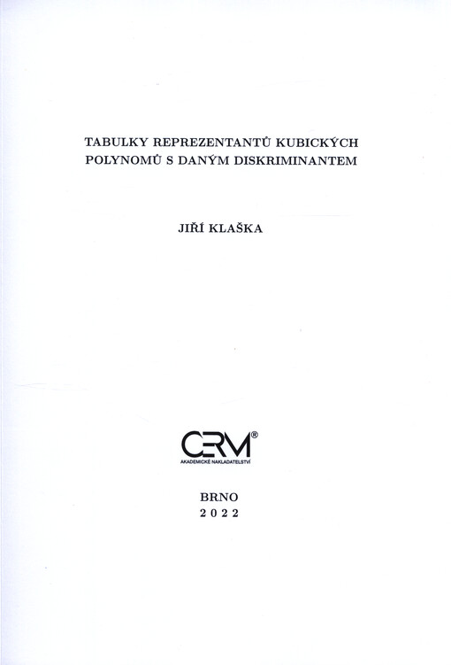 Tabulky reprezentantů kubických polynomů s daným diskriminantem