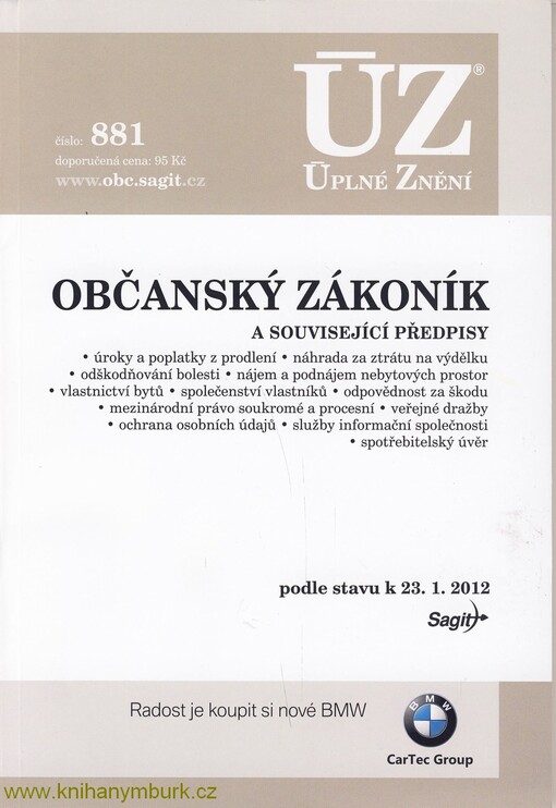 ÚZ č. 881 Občanský zákoník; Úplné znění předpisů