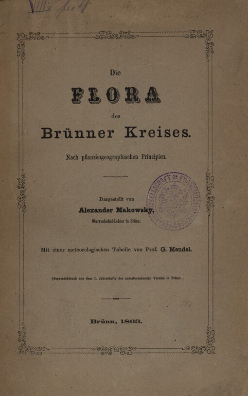 Die Flora des Brünner Kreises : nach pflanzengeographischen Principien