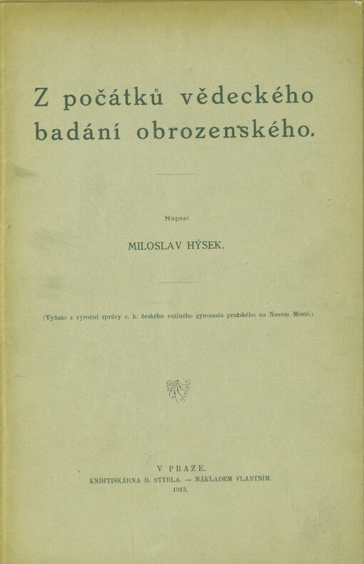 Z počátků vědeckého bádání obrozeneckého
