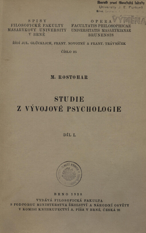 Studie z vývojové psychologie. Díl 1