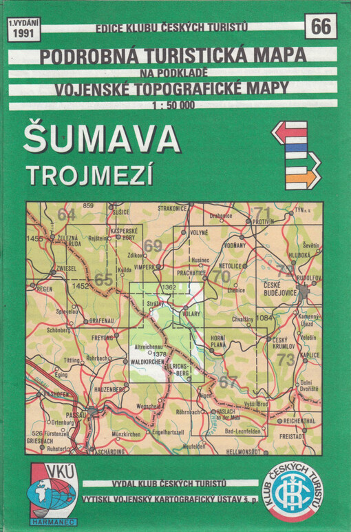 Šumava Trojmezí Podrobná turistická mapa na podkladě vojenské topografické mapy 1:50 000