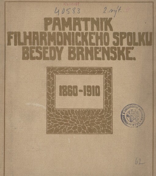 Památník filharmonického spolku Besedy Brněnské 1860-1910