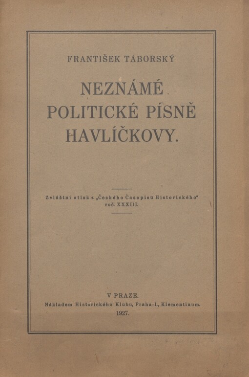 Neznámé politické písně Havlíčkovy