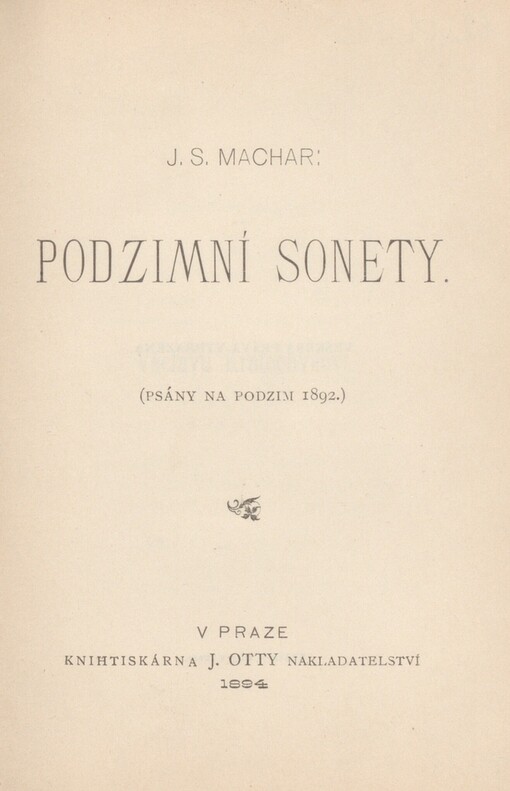 Podzimní sonety: (psány na podzim 1892)