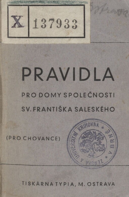 Pravidla pro domy společnosti sv. Františka Saleského: (pro chovance)