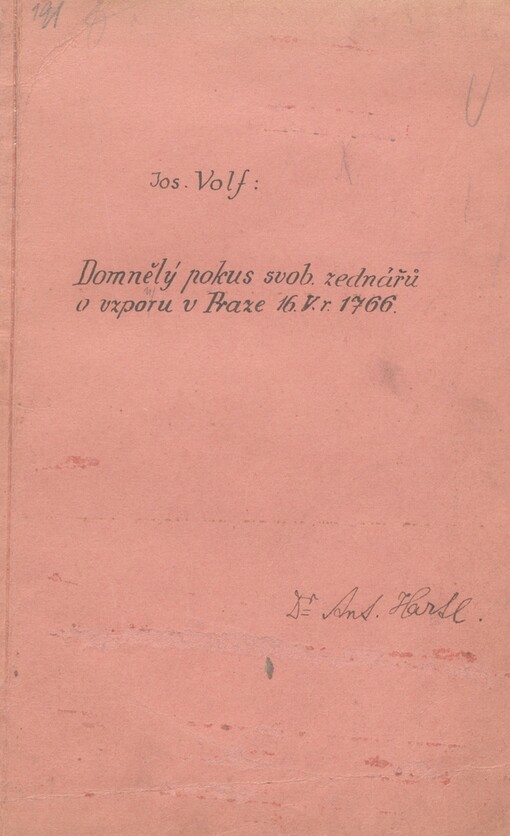 Domnělý pokus svob. zednářů o vzpouru v Praze 16.5. r. 1766