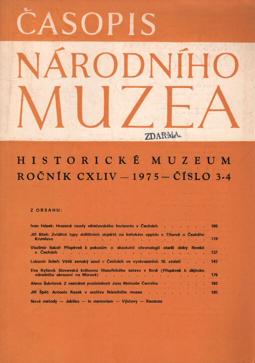 Časopis Národního muzea. Historické muzeum