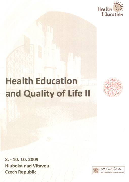 Health education and quality of live II : 8.-10.10.2009 Hluboká nad Vltavou, Czech republic