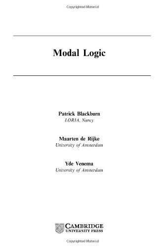 Modal Logic (Cambridge Tracts in Theoretical Computer Science)
