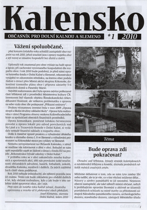 Kalensko : občasník pro Dolní Kalnou a Slemeno