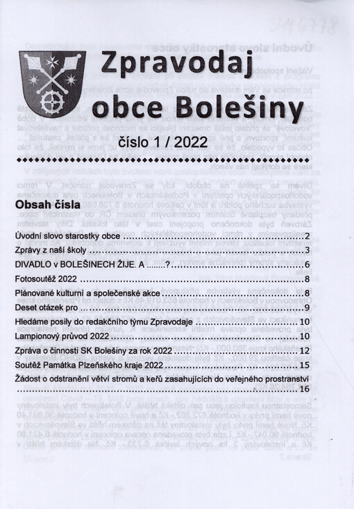 Zpravodaj obce Bolešiny