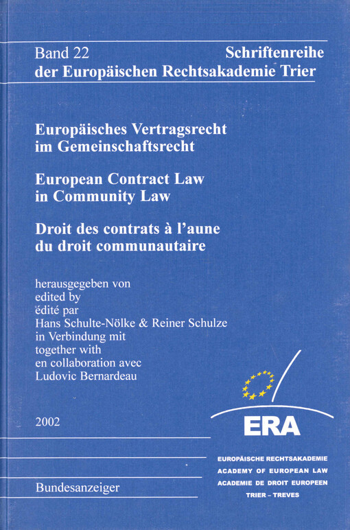 Europäisches Vertragsrecht im Gemeinschaftsrecht