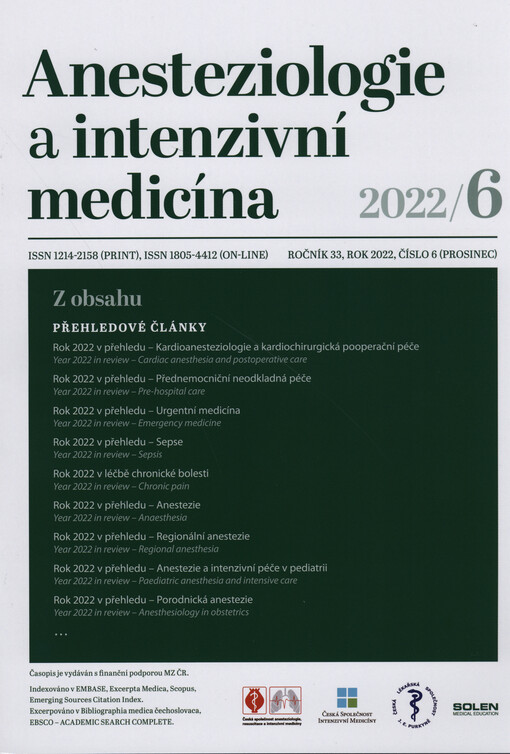 Anesteziologie & intenzivní medicína : časopis České společnosti anesteziologie, resuscitace a intenzivní medicíny