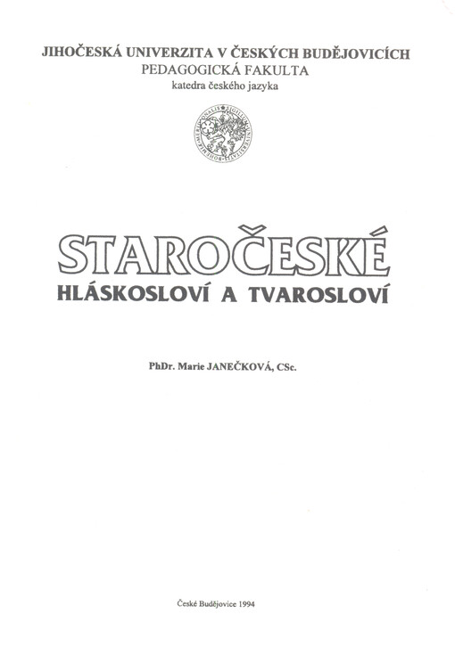 Staročeské hláskosloví a tvarosloví