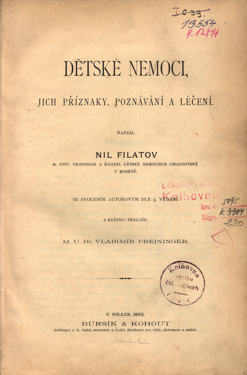 Dětské nemoci, jich příznaky, poznávání a léčení