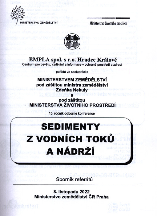 Sedimenty z vodních toků a nádrží : ... ročník odborné konference : sborník referátů