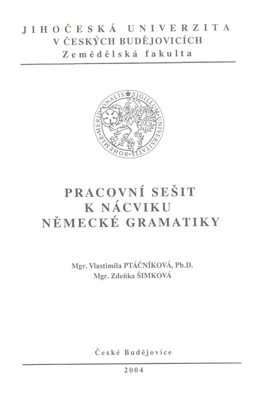 Pracovní sešit k nácviku německé gramatiky