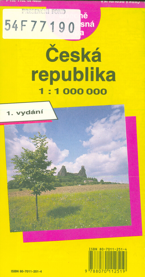 Česká republika obecně zeměpisná mapa 1:1 000 000