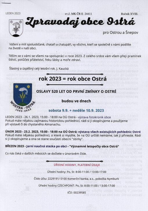 Zpravodaj obce Ostrá : pro Ostrou a Šnepov