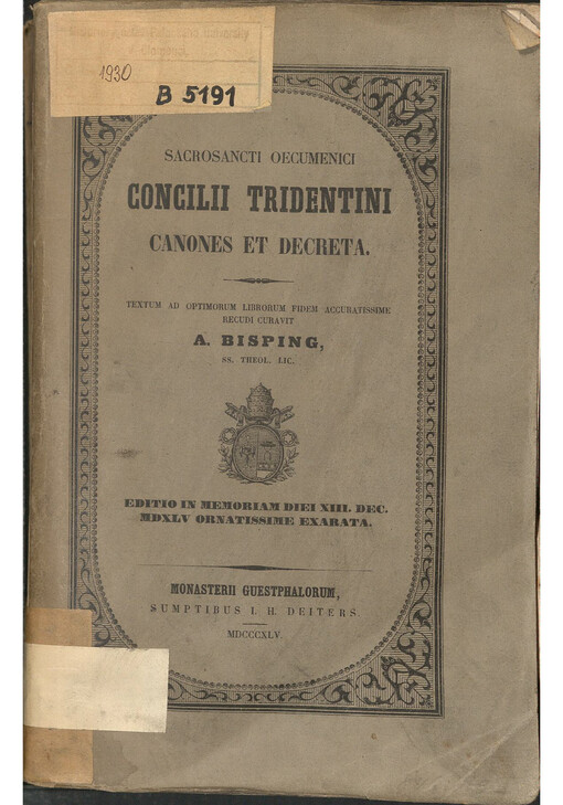 Sacrosancti oecumenici Concilii Tridentini Paulo III. Julio III. Pio IV. PP. MM. celebrati Canones et Decreta