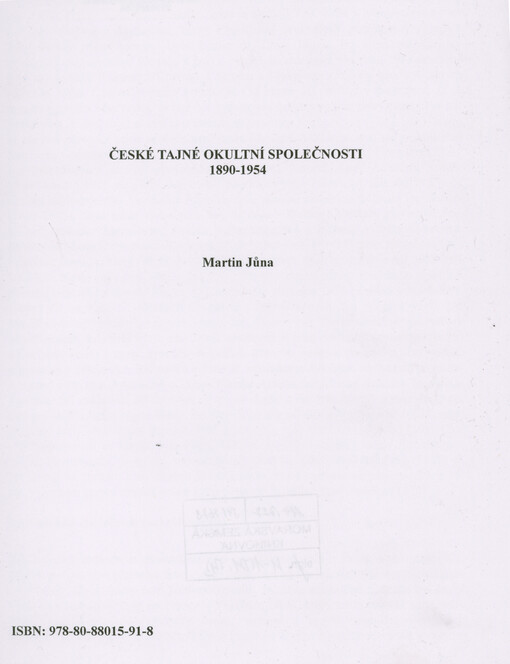 České tajné okultní společnosti 1890-1954