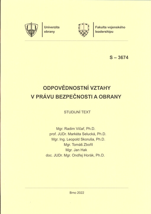 Odpovědnostní vztahy v právu bezpečnosti a obrany