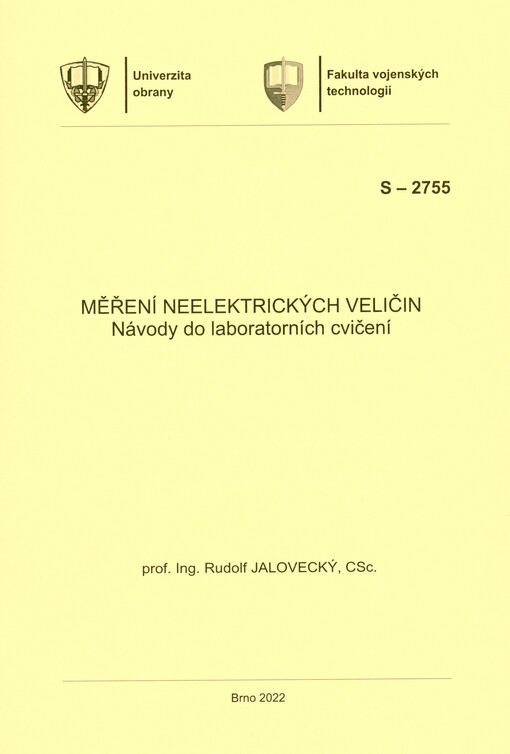Měření neelektrických veličin : návody do laboratorních cvičení