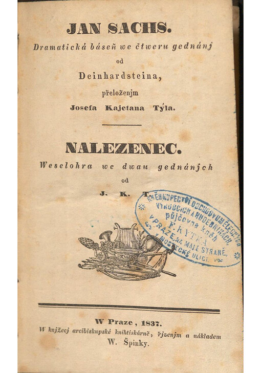 Jan Sachs : Dramatická báseň we čtweru gednánj