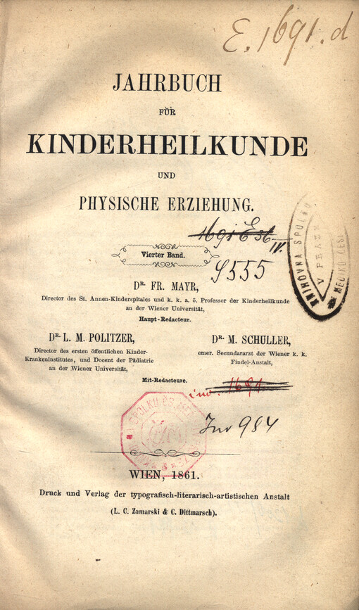 Jahrbuch für Kinderheilkunde und physische Erziehung