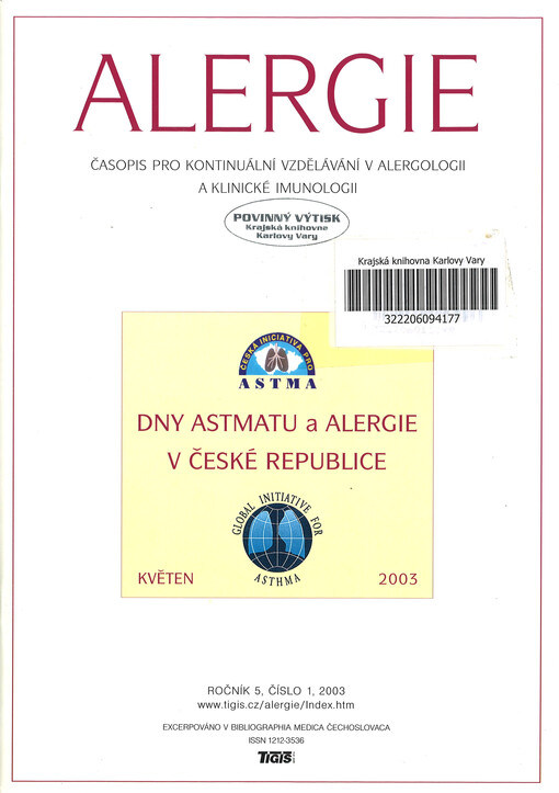 Alergie : časopis pro kontinuální vzdělávání v alergologii a klinické imunologii