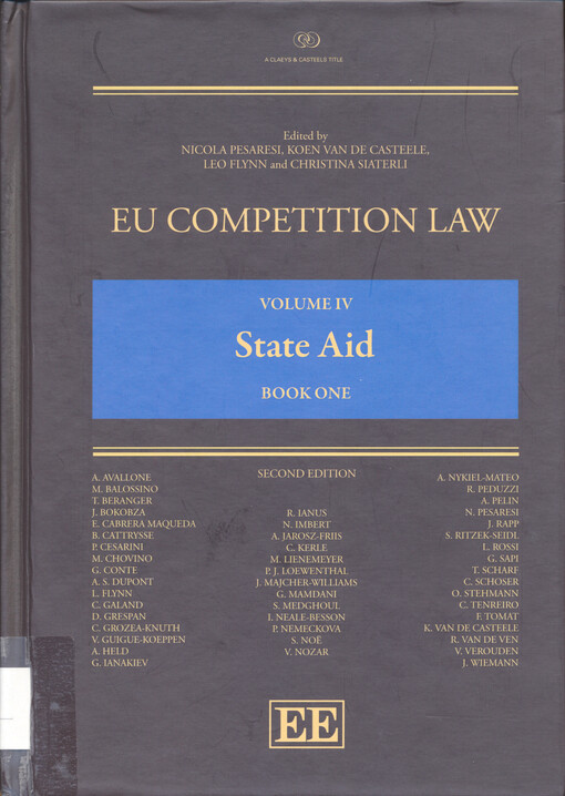 EU competition law. Volume IV, State aid. Book one