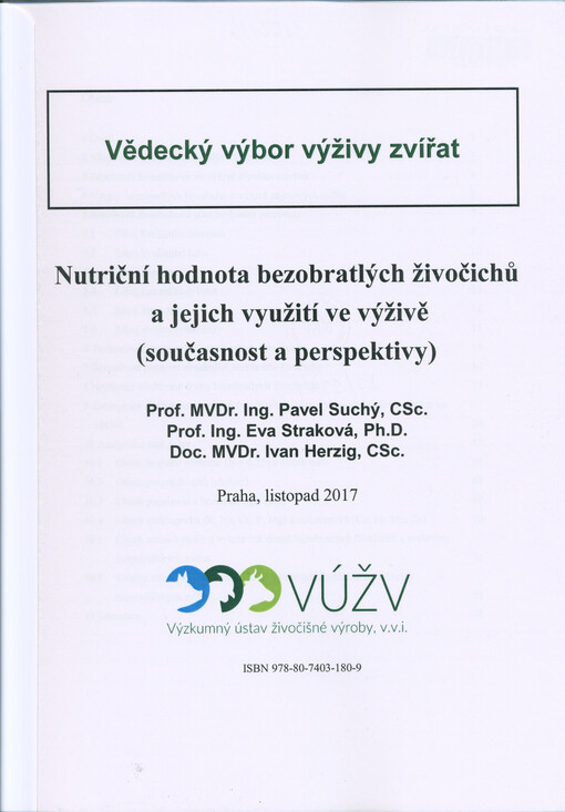 Nutriční hodnota bezobratlých živočichů a jejich využití ve výživě (současnost a perspektivy)