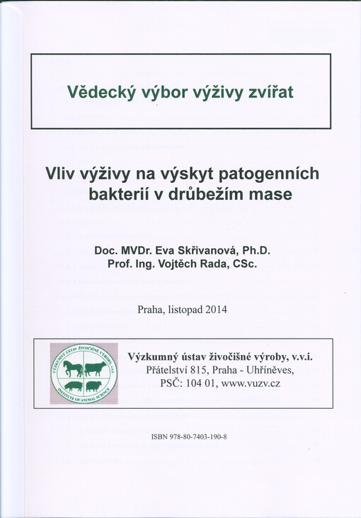 Vliv výživy na výskyt patogenních bakterií v drůbežím mase