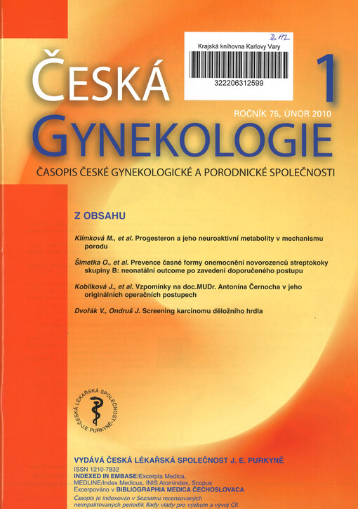 Česká gynekologie : časopis České gynekologické a porodnické společnosti
