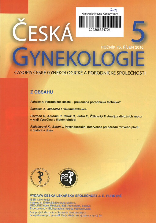 Česká gynekologie : časopis České gynekologické a porodnické společnosti