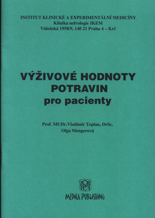 Výživové hodnoty potravin pro pacienty