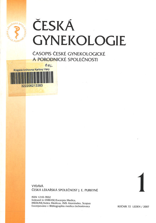 Česká gynekologie : časopis České gynekologické a porodnické společnosti