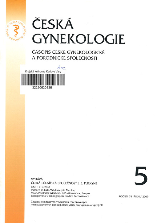 Česká gynekologie : časopis České gynekologické a porodnické společnosti