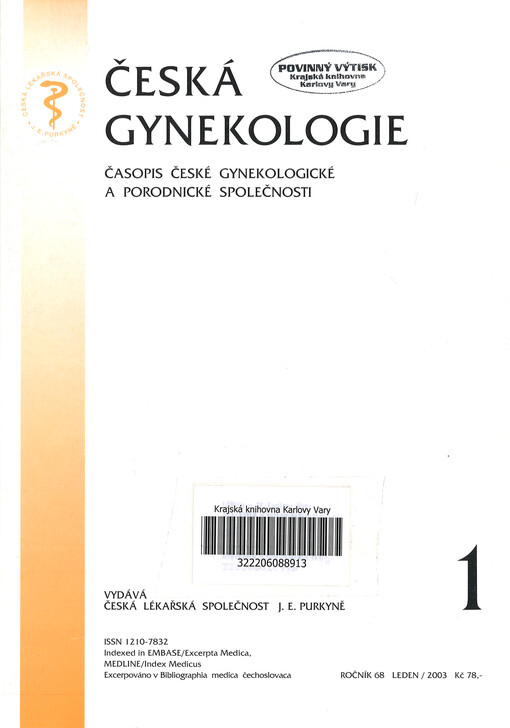 Česká gynekologie : časopis České gynekologické a porodnické společnosti