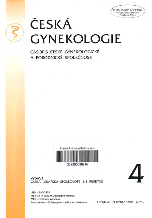 Česká gynekologie : časopis České gynekologické a porodnické společnosti