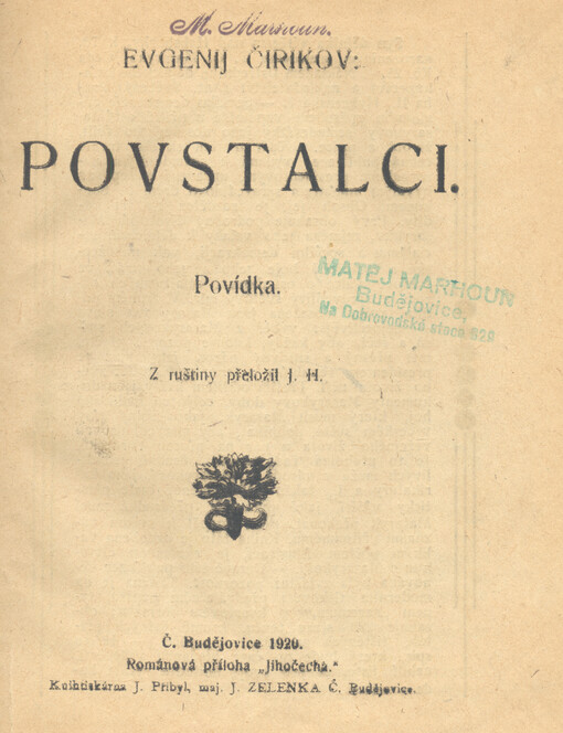 Povstalci : povídka